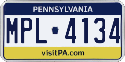 PA license plate MPL4134