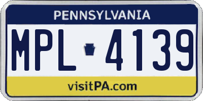 PA license plate MPL4139
