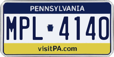 PA license plate MPL4140
