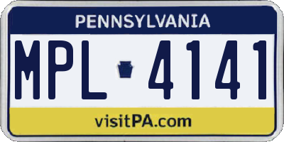 PA license plate MPL4141