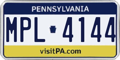 PA license plate MPL4144