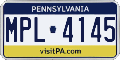 PA license plate MPL4145