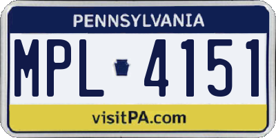 PA license plate MPL4151