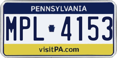 PA license plate MPL4153