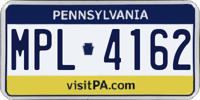 PA license plate MPL4162
