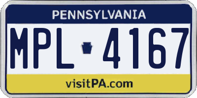 PA license plate MPL4167
