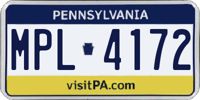 PA license plate MPL4172