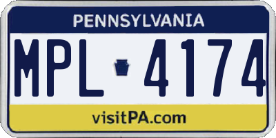 PA license plate MPL4174
