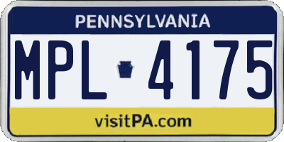 PA license plate MPL4175