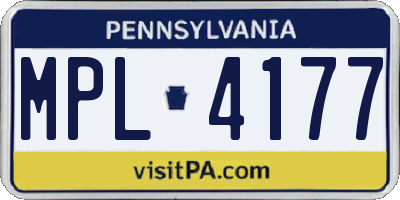 PA license plate MPL4177