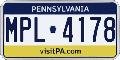 PA license plate MPL4178