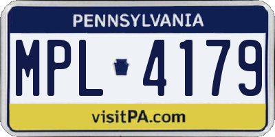PA license plate MPL4179
