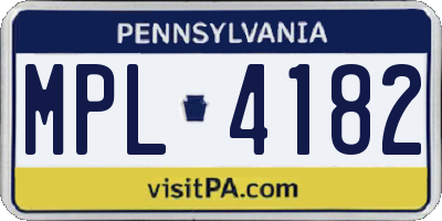 PA license plate MPL4182