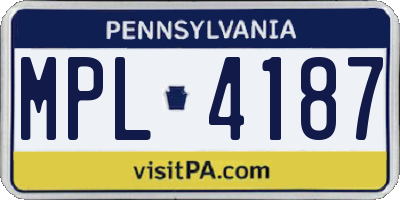 PA license plate MPL4187