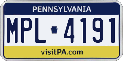 PA license plate MPL4191