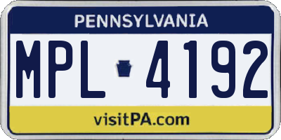 PA license plate MPL4192