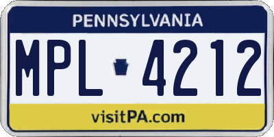 PA license plate MPL4212