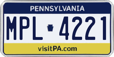 PA license plate MPL4221