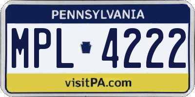 PA license plate MPL4222