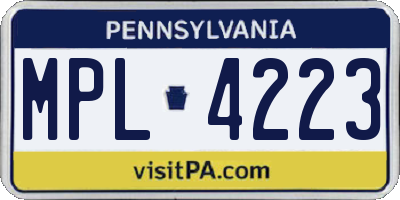 PA license plate MPL4223