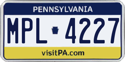 PA license plate MPL4227