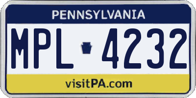 PA license plate MPL4232