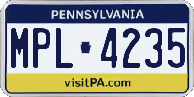 PA license plate MPL4235
