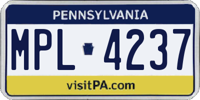 PA license plate MPL4237