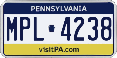PA license plate MPL4238
