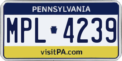 PA license plate MPL4239