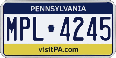 PA license plate MPL4245