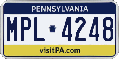 PA license plate MPL4248