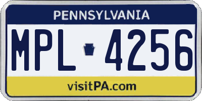 PA license plate MPL4256