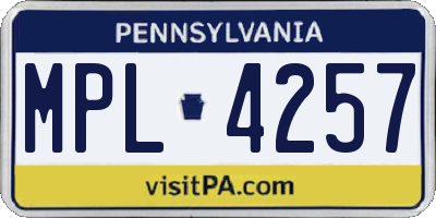 PA license plate MPL4257