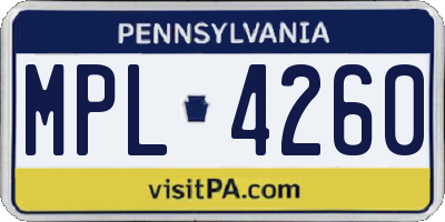 PA license plate MPL4260
