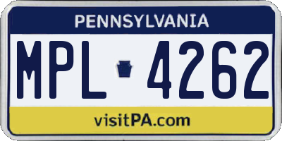 PA license plate MPL4262