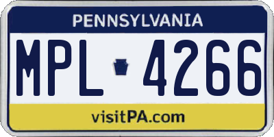 PA license plate MPL4266