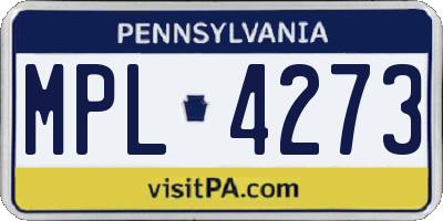 PA license plate MPL4273