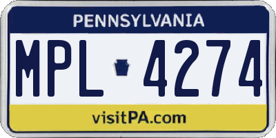 PA license plate MPL4274