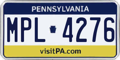 PA license plate MPL4276