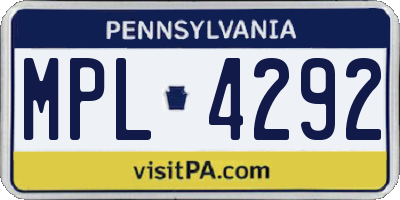 PA license plate MPL4292