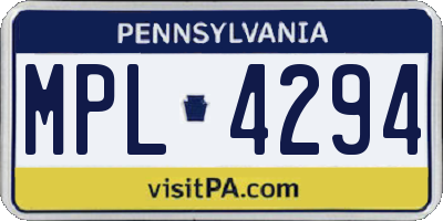 PA license plate MPL4294