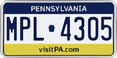 PA license plate MPL4305