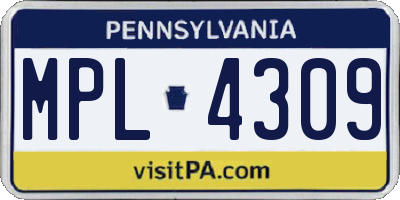 PA license plate MPL4309