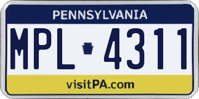 PA license plate MPL4311