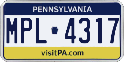 PA license plate MPL4317