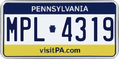 PA license plate MPL4319