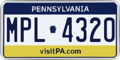 PA license plate MPL4320