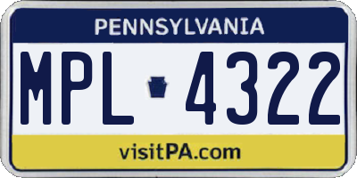 PA license plate MPL4322