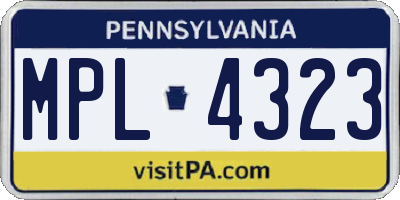 PA license plate MPL4323